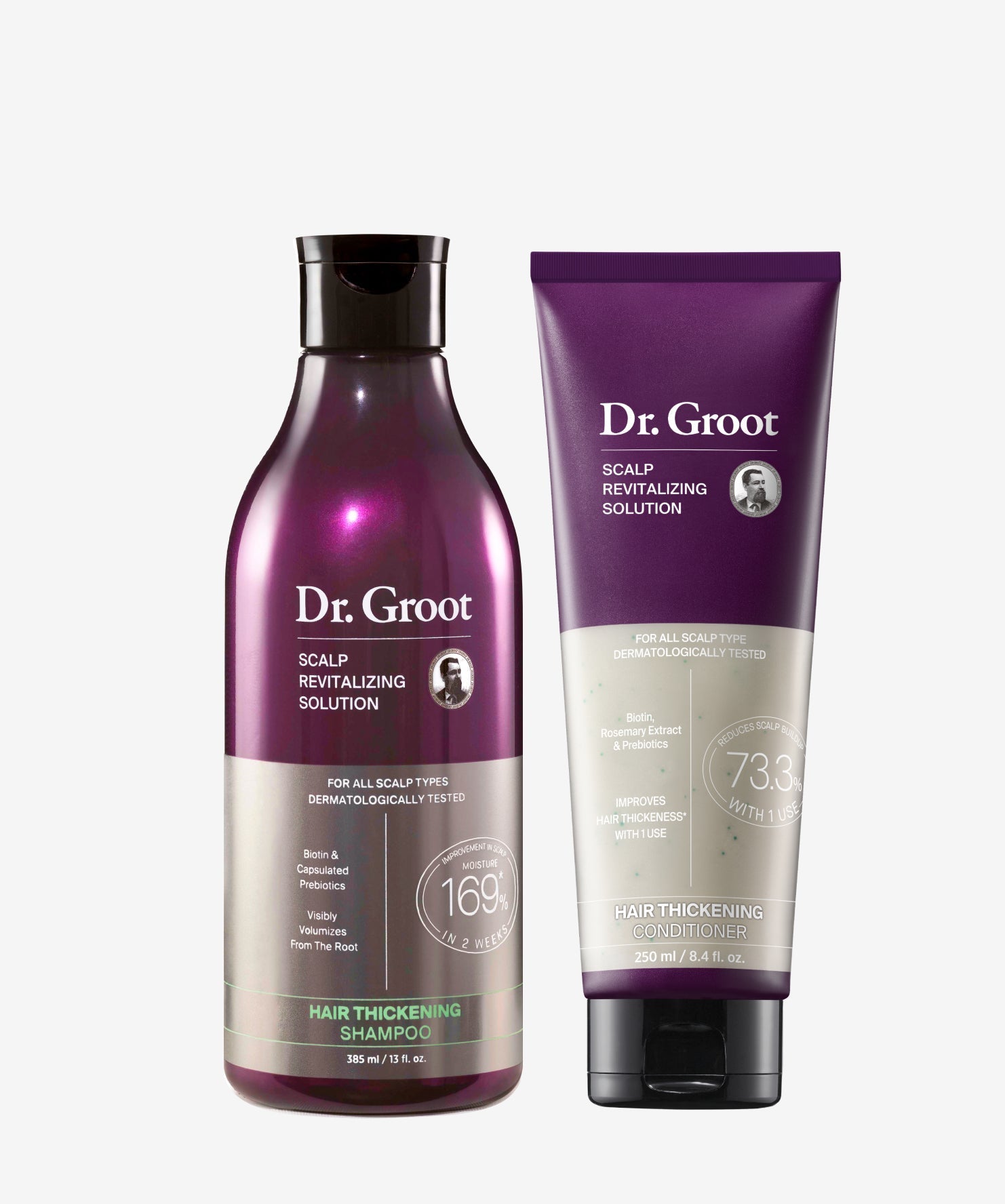 Dr. Groot Scalp Revitalizing Solution Thickening Essentials Duo – Biotin shampoo and conditioner for thicker, healthier hair.
