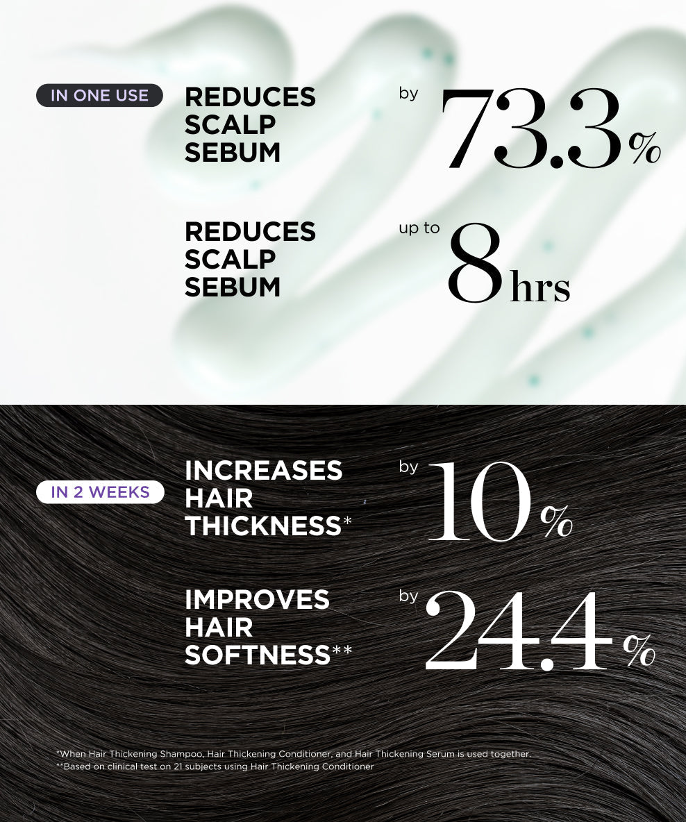 Close-up of Scalp Revitalizing Hair Thickening Conditioner texture – creamy formula with Biotin, Caffeine, and Rosemary to nourish the scalp and hair